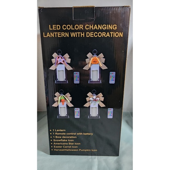 The Unbranded Brand Other - Black LED Color Changing Lantern‎ With Decoration Easter Halloween Christmas 4th